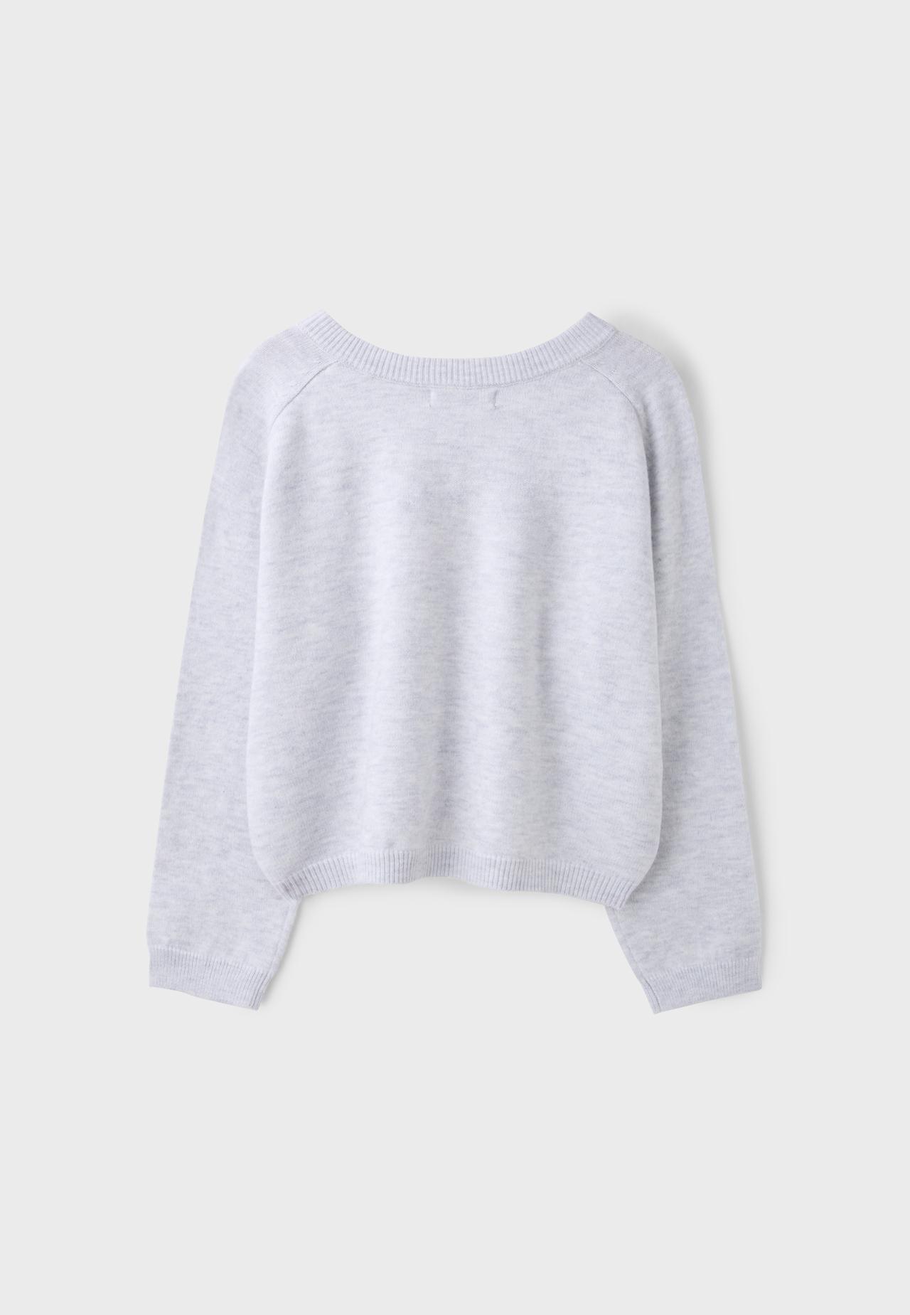 Basic V-neck knit jumper — Grey melange