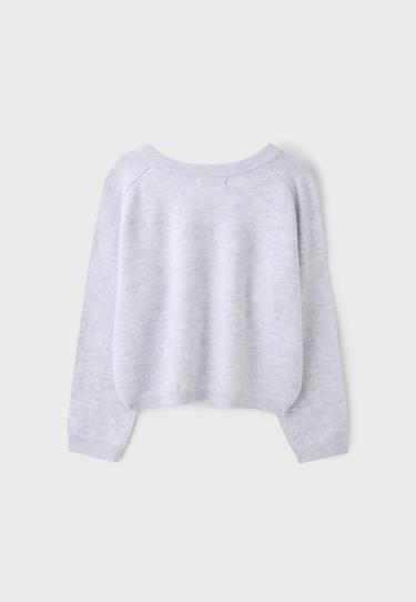 Basic V-neck knit jumper — Grey melange 8