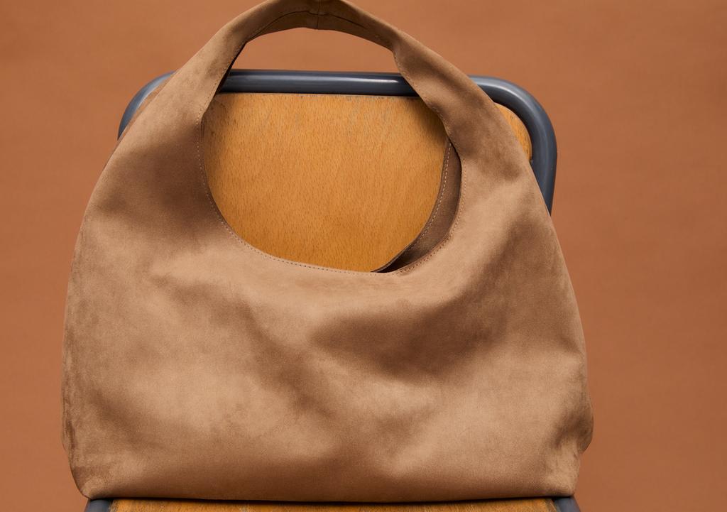 Faux suede shoulder bag
