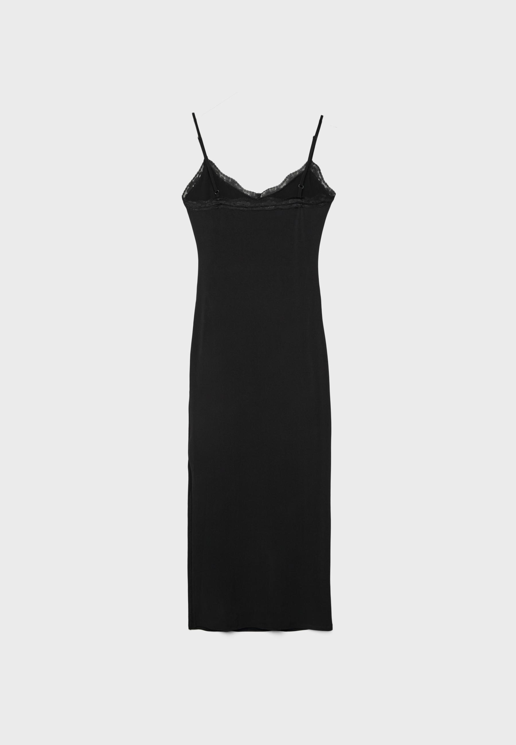 Long lace knit dress — Black