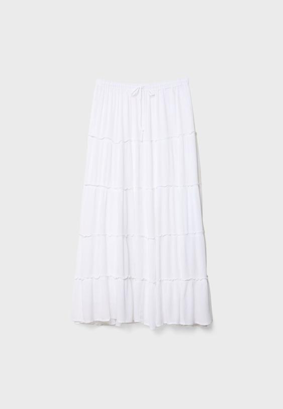 Akıcı katlı midi etek - Görsel 7