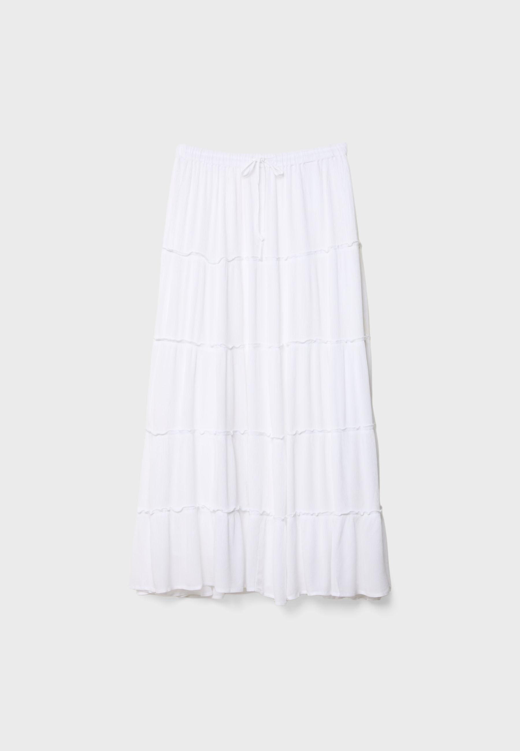 Flowing panelled midi skirt — White