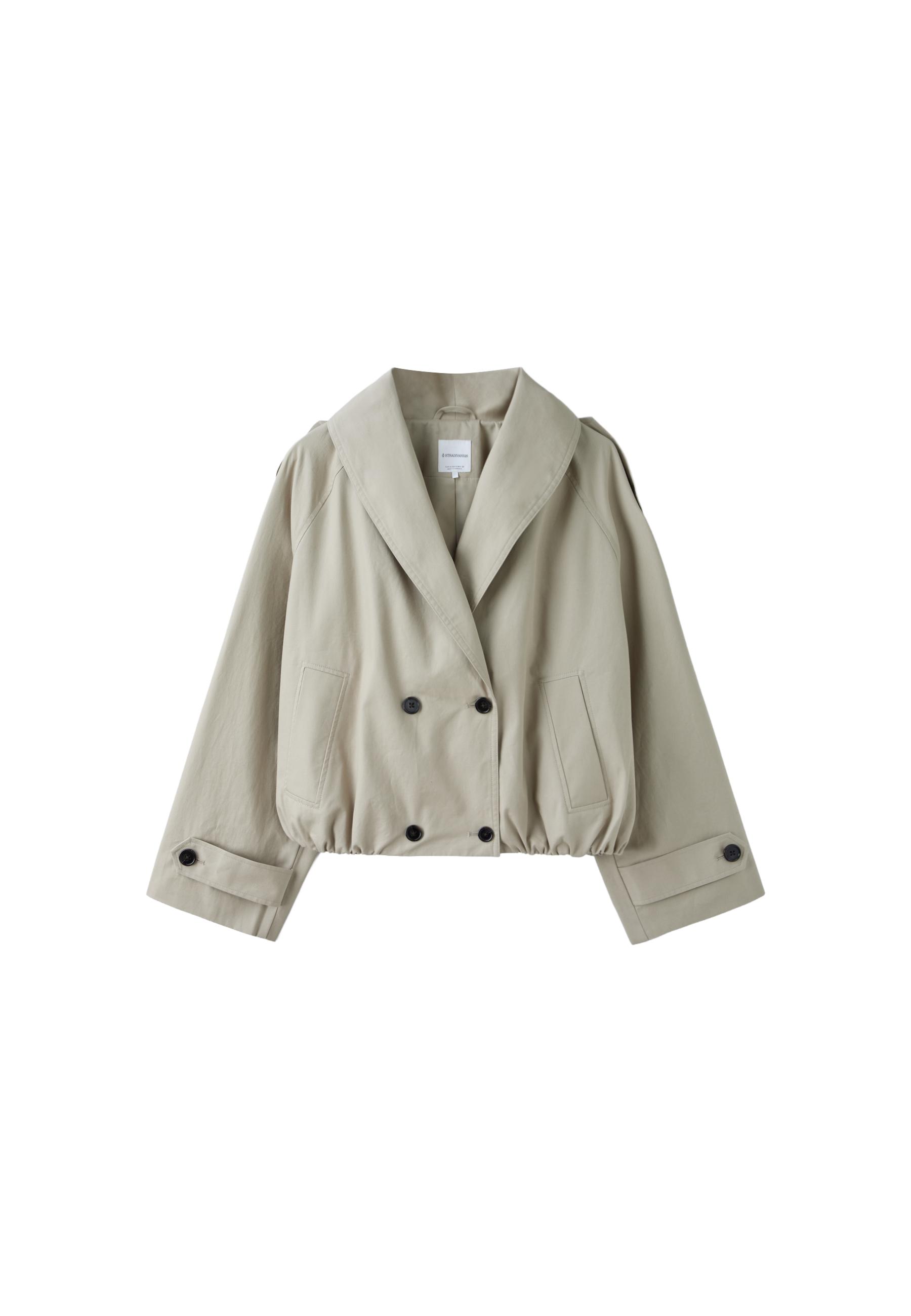 Bubble trench coat with shawl neck — Stone