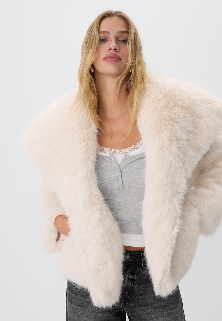 cropped faux fur jacket