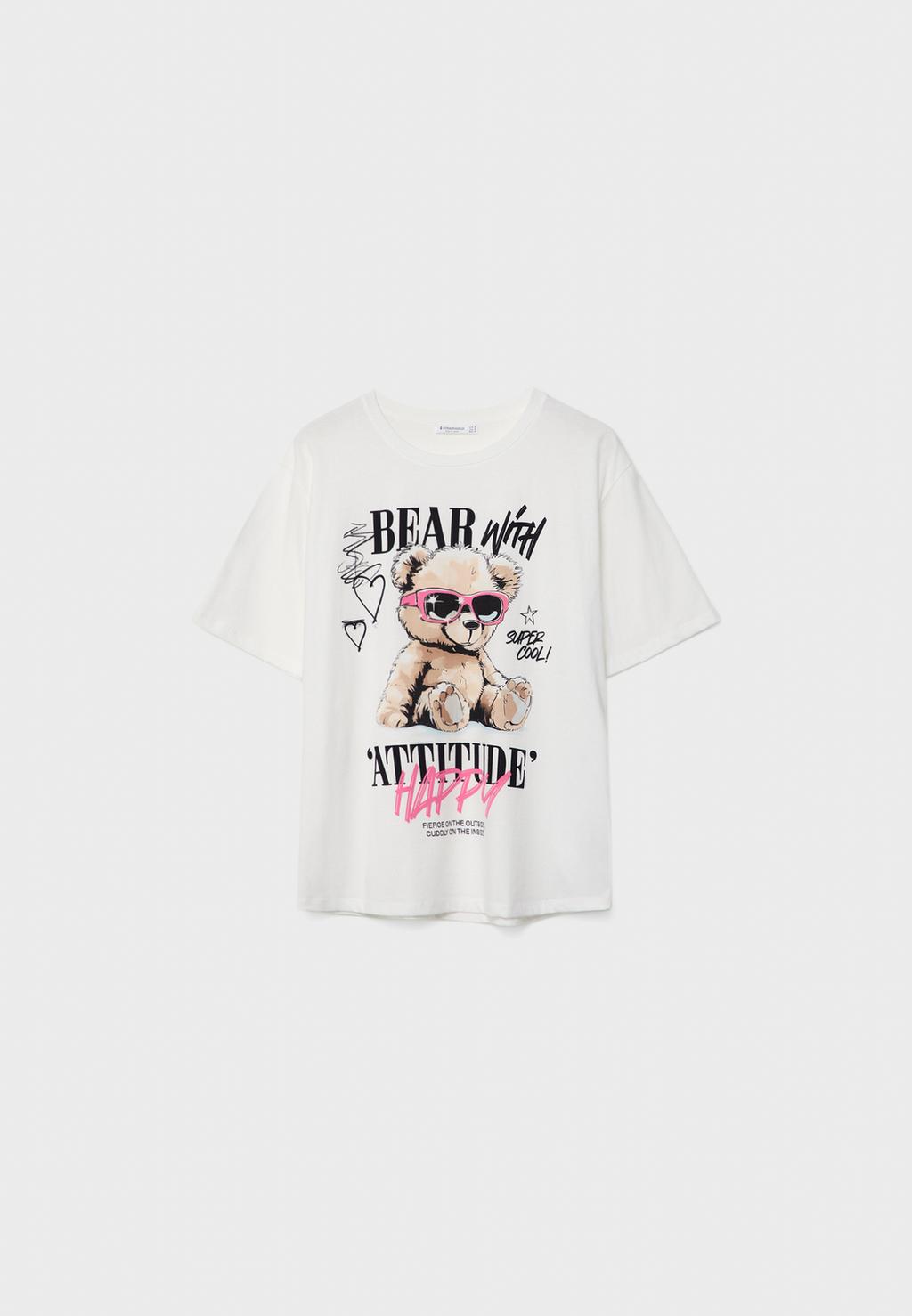 T-shirt oversize à imprimé ours
