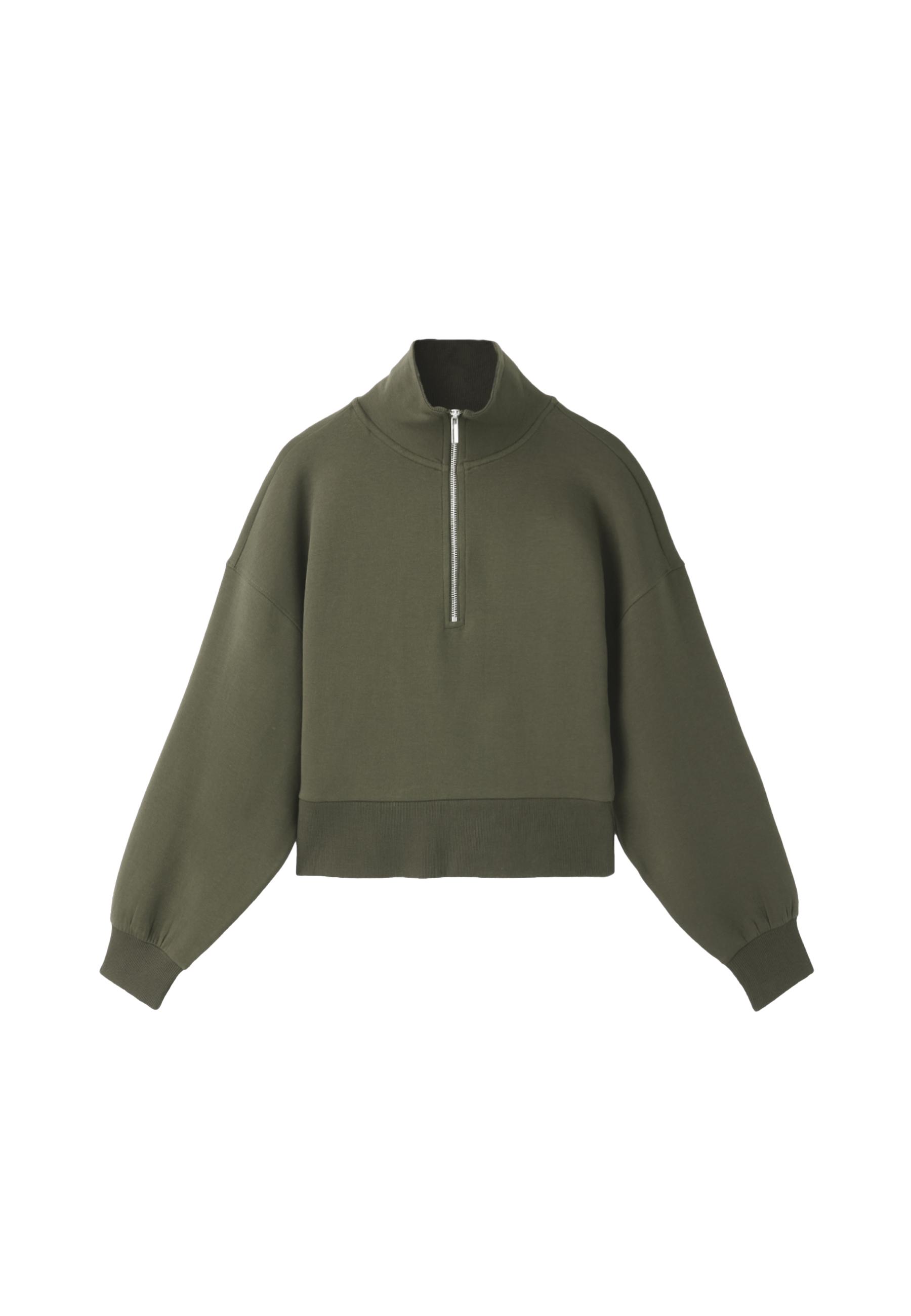 B10 Zip-up sweatshirt with collar — Khaki