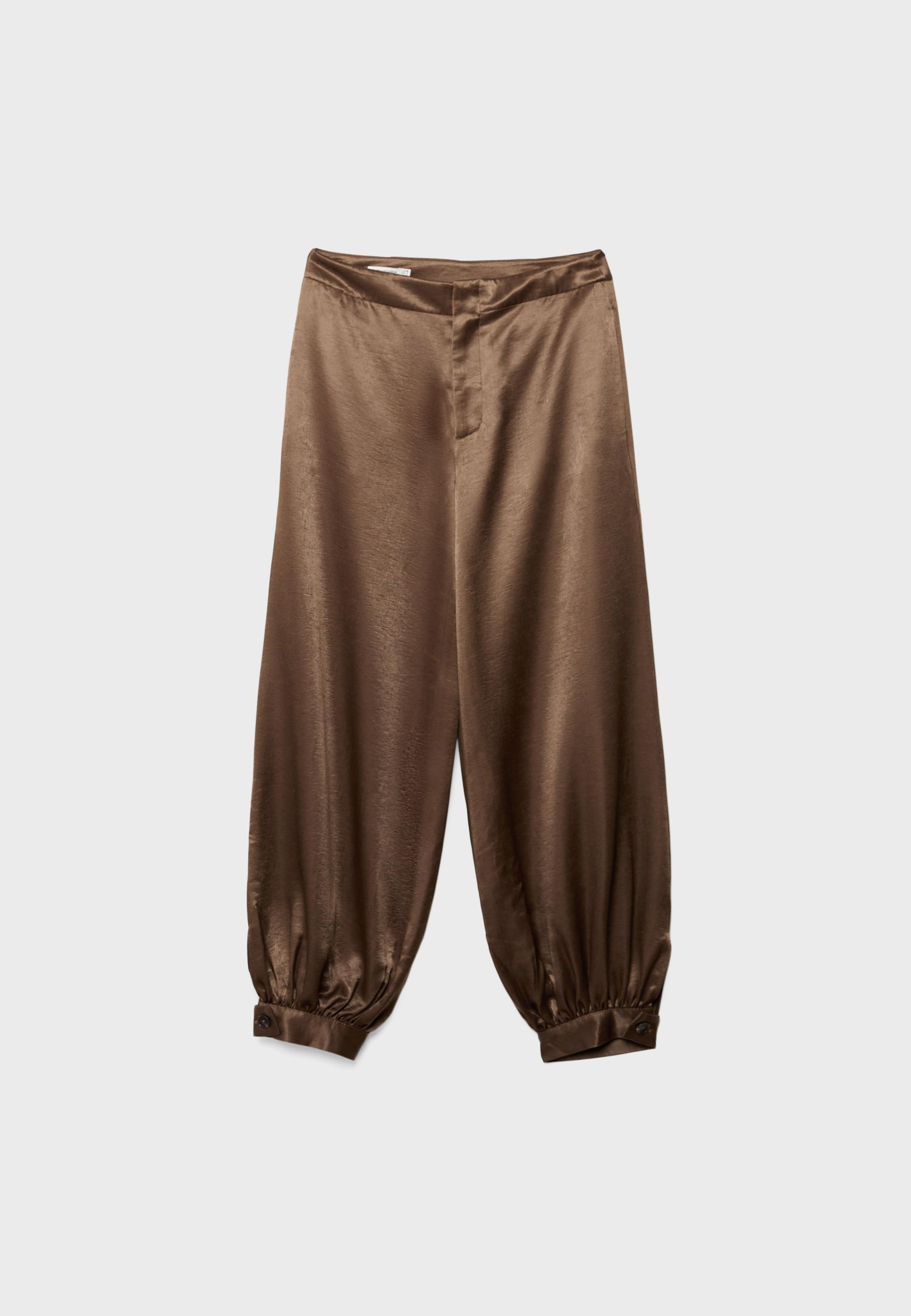 Smart satin balloon trousers — Brown