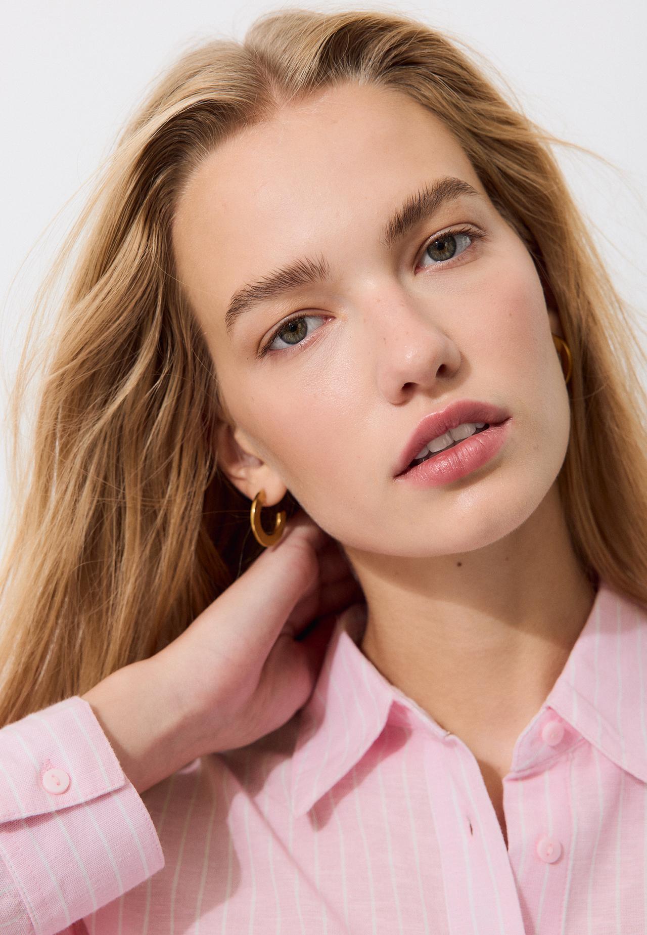 Linen effect shirt — Dusty rose