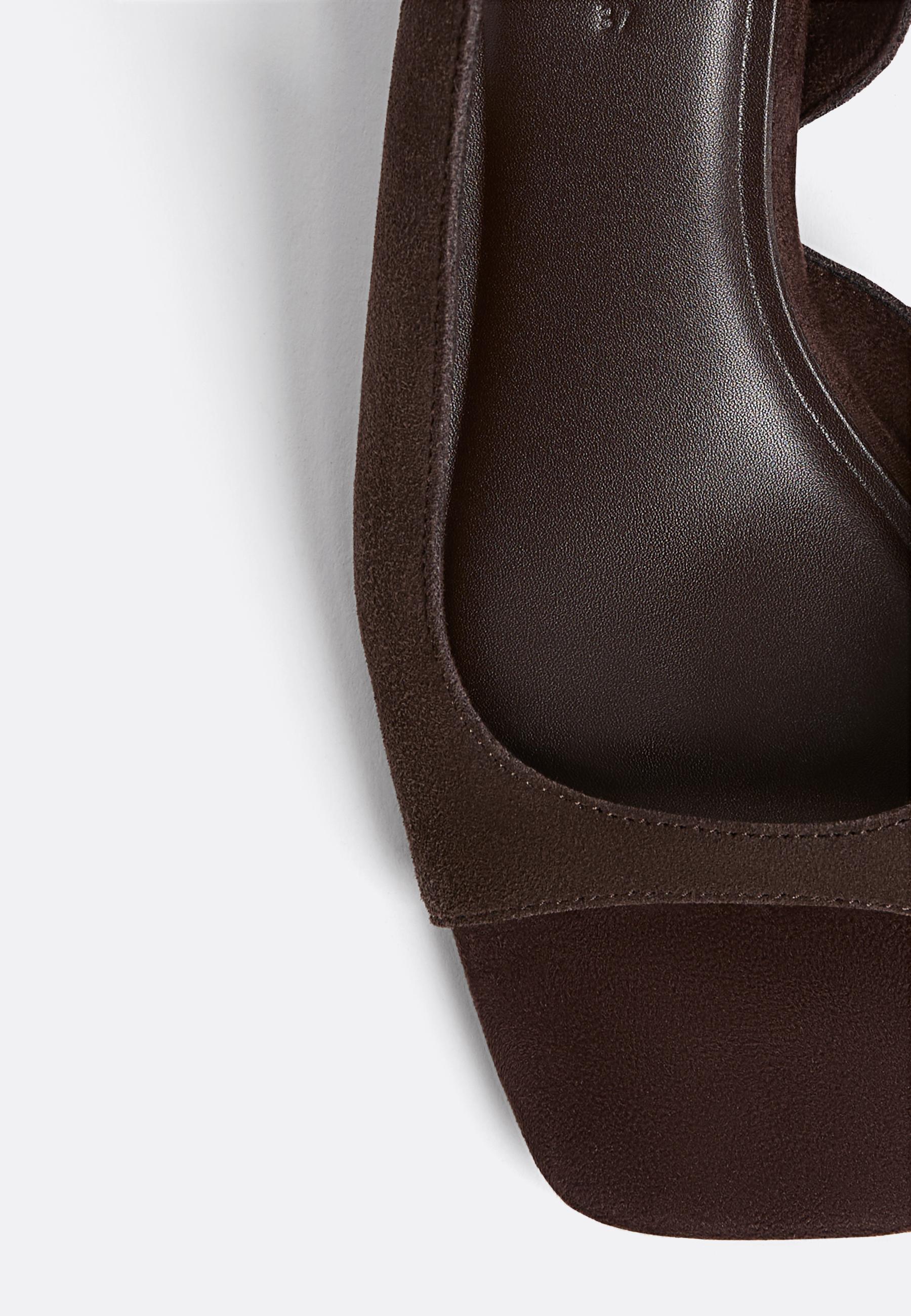 Leather kitten heel sandals — BROWN