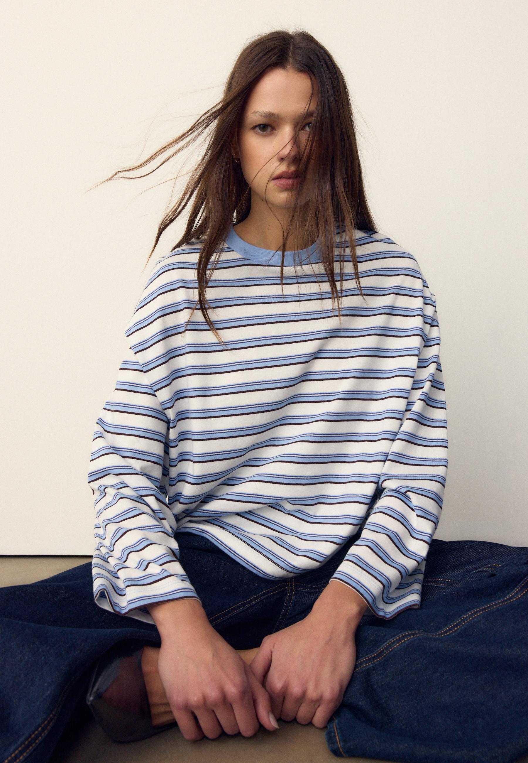Oversize long sleeve striped T-shirt - Women's fashion