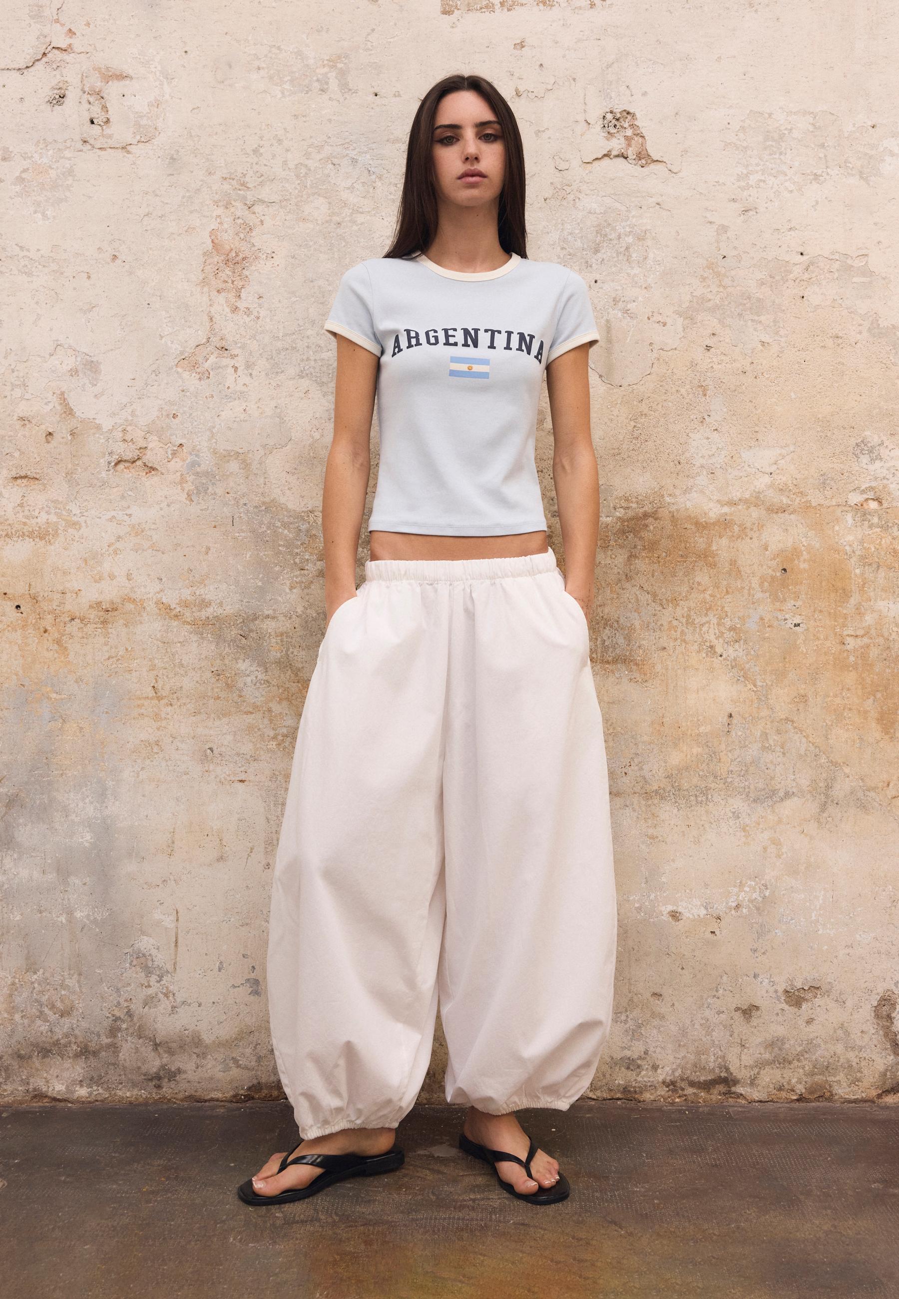 Printed short sleeve T-shirt — Sky blue