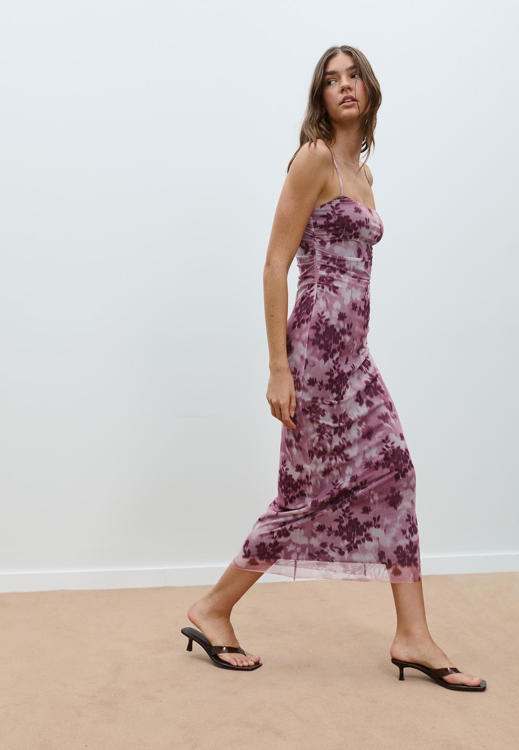 Vestido midi tul estampado