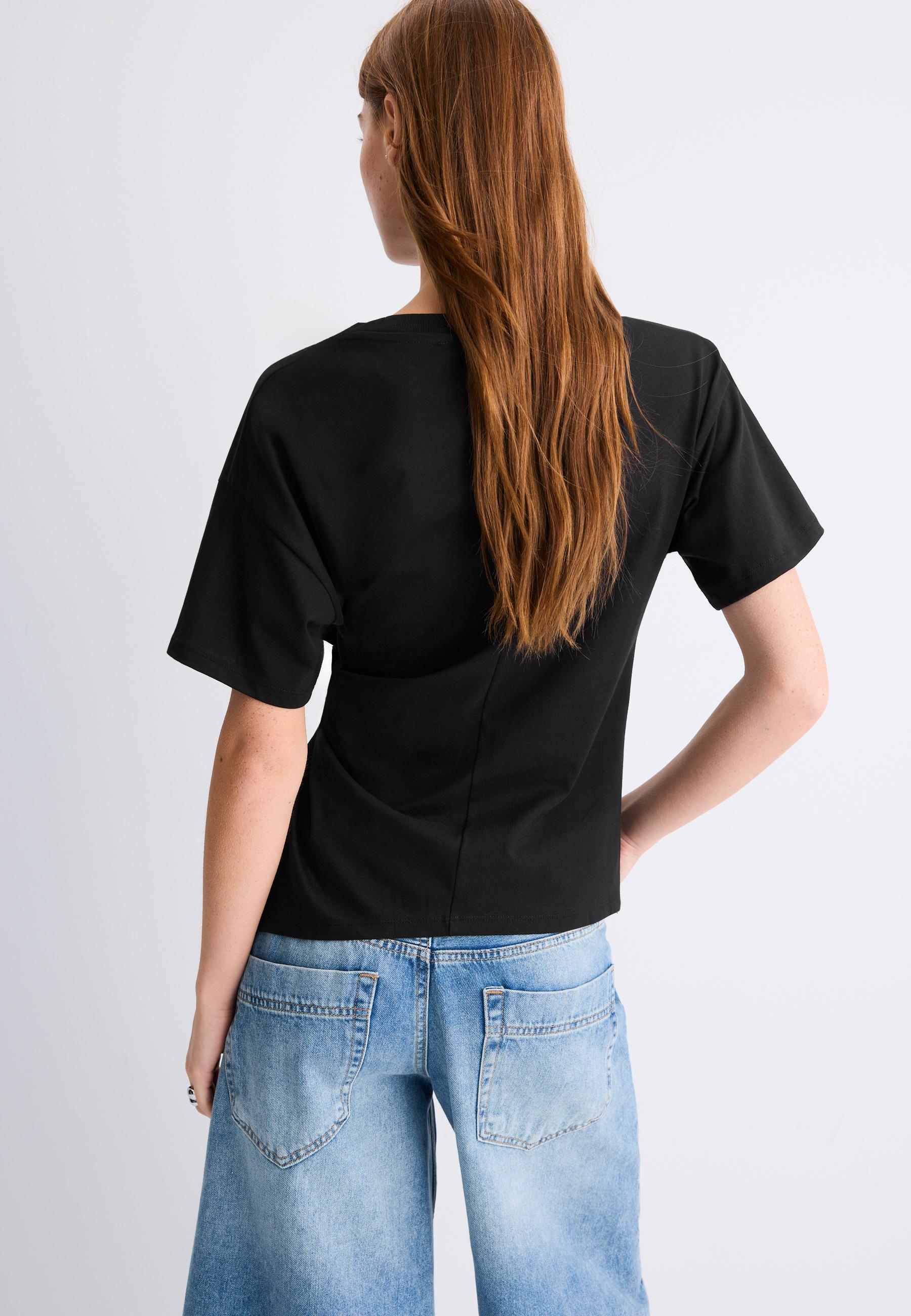Short sleeve knot-detail T-shirt — Black