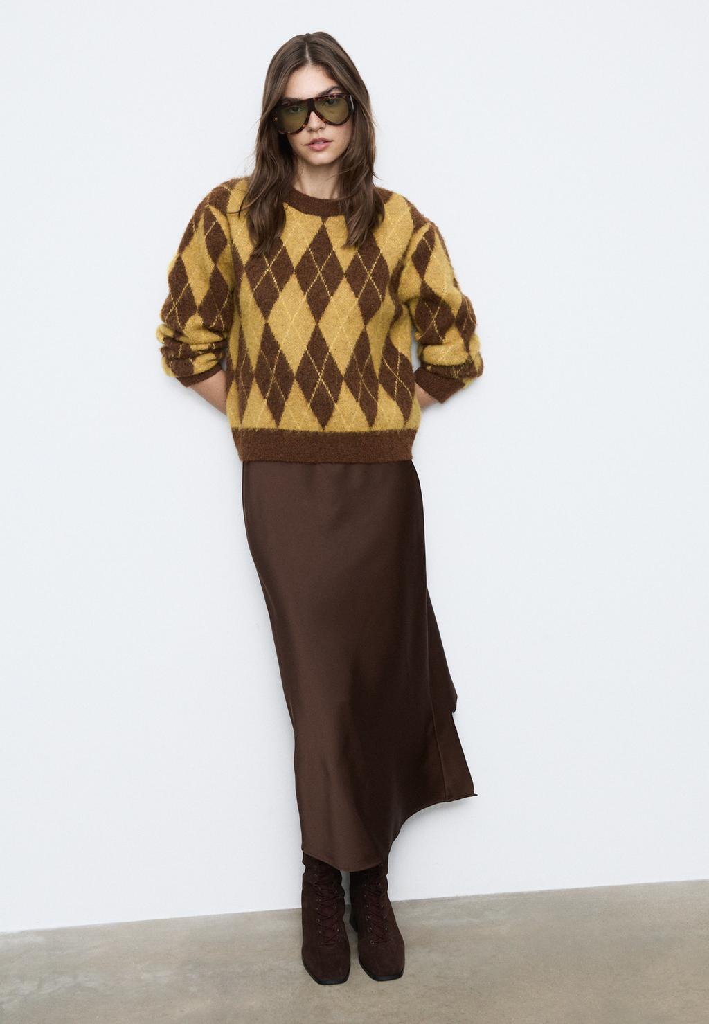 Satin midi skirt
