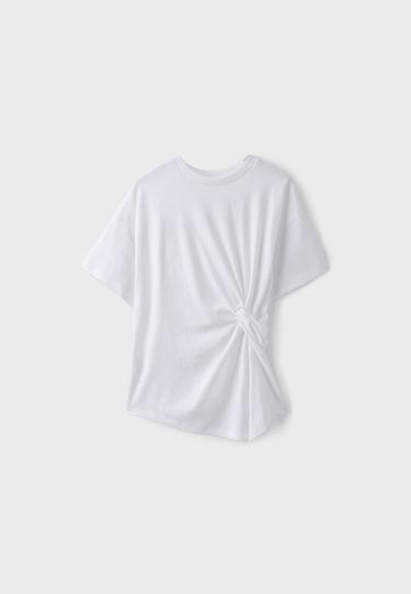 Short sleeve T-shirt with knot — Ecru 7
