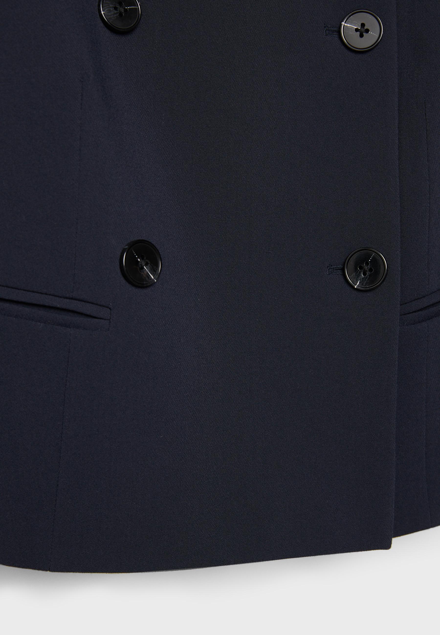 Cropped round neck blazer — Navy blue