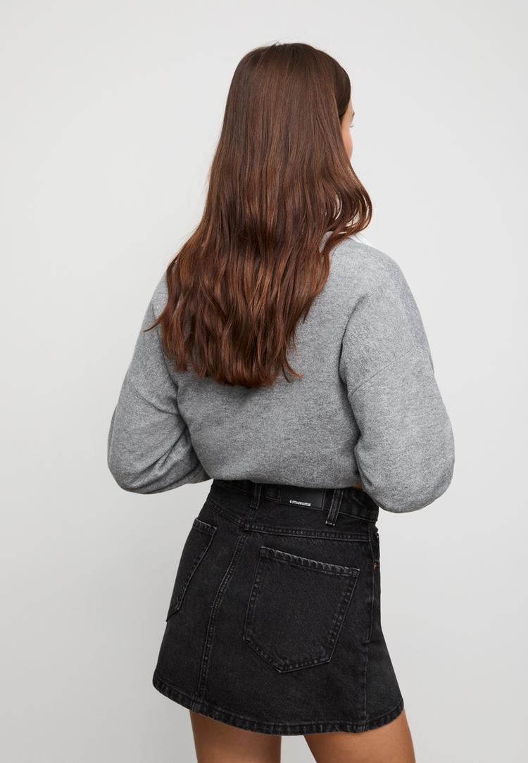 denim mini skirt