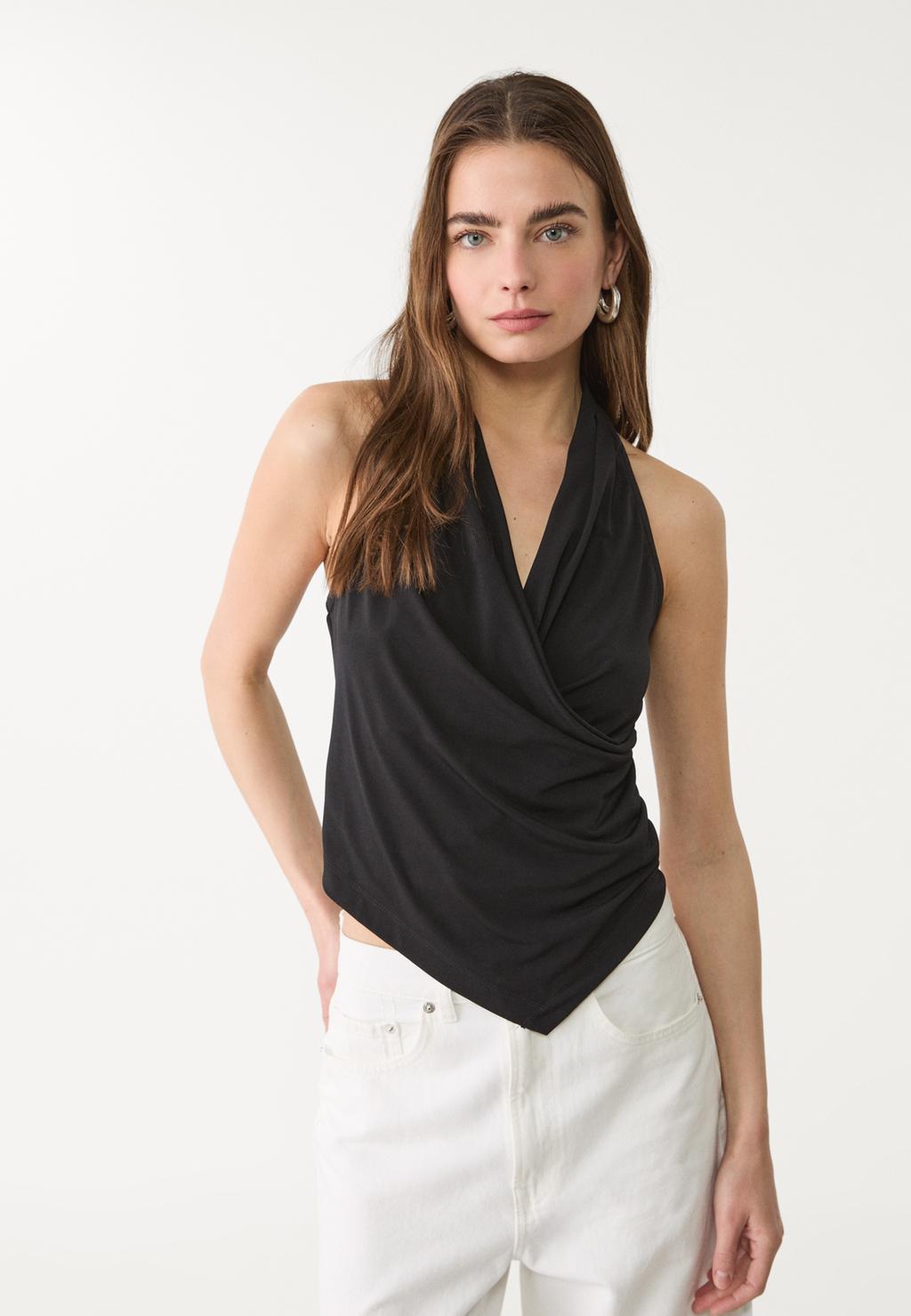 Draped crossover top