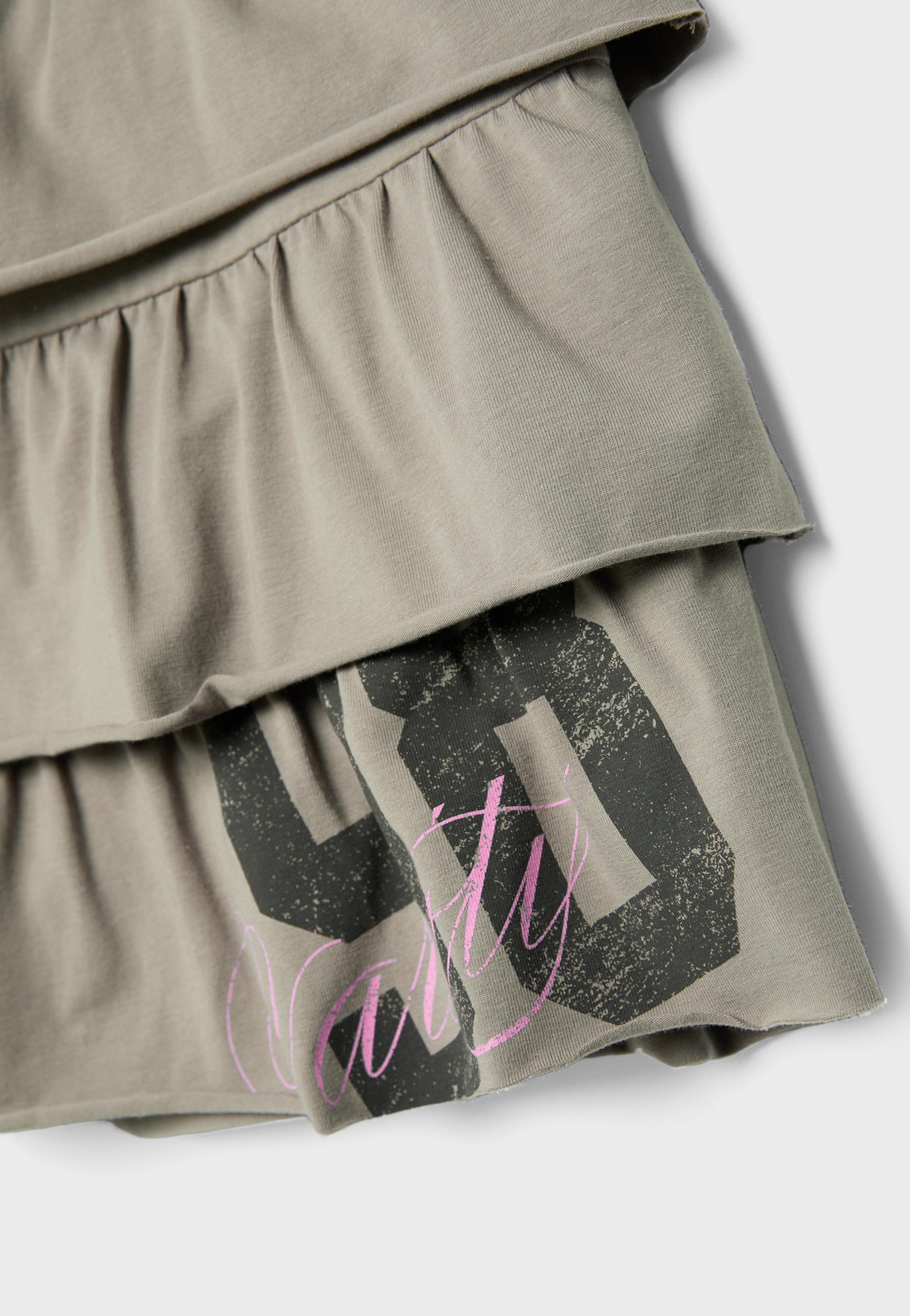 Ruffled positional knit skirt — Beige
