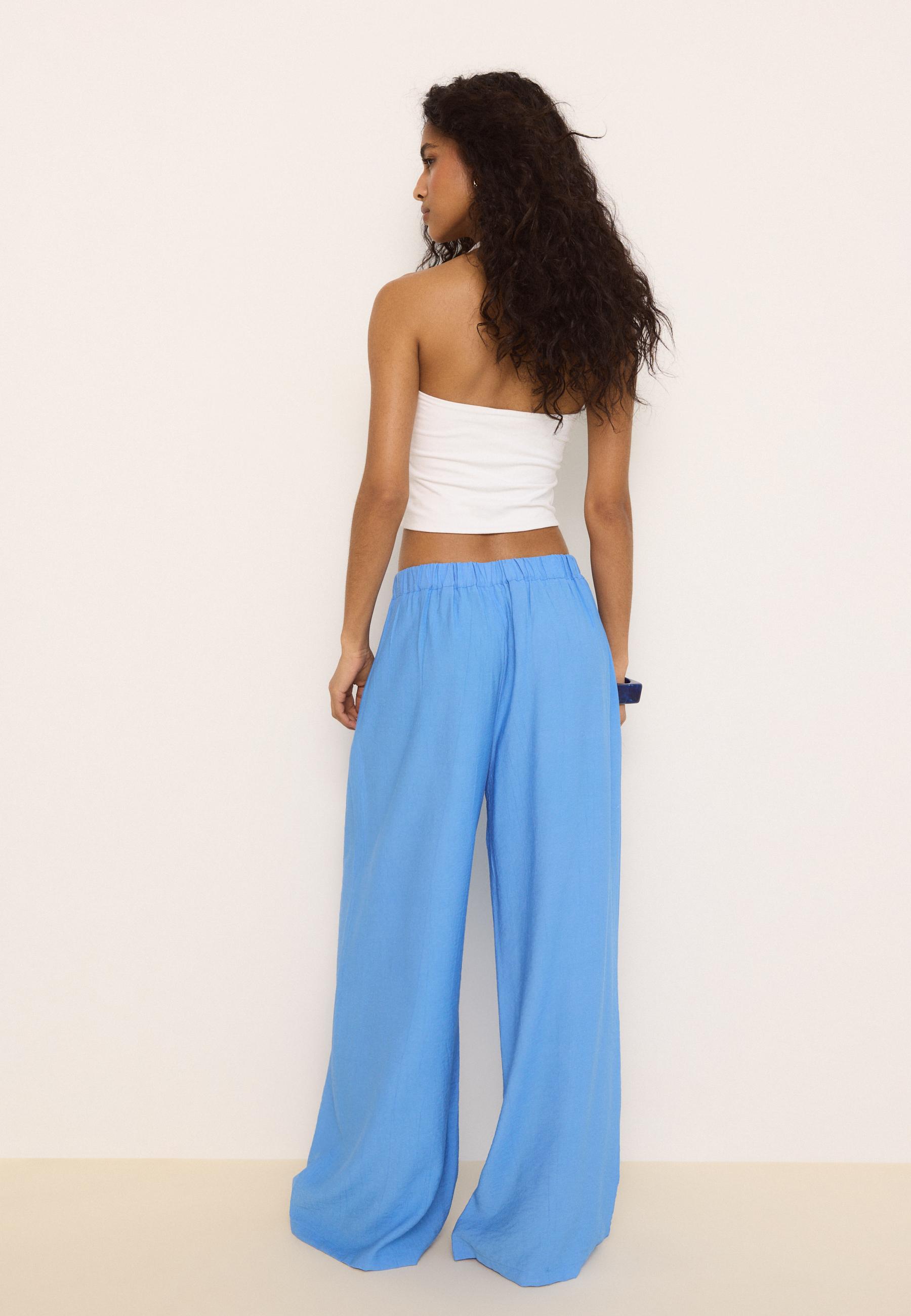 Darted palazzo trousers — Blue
