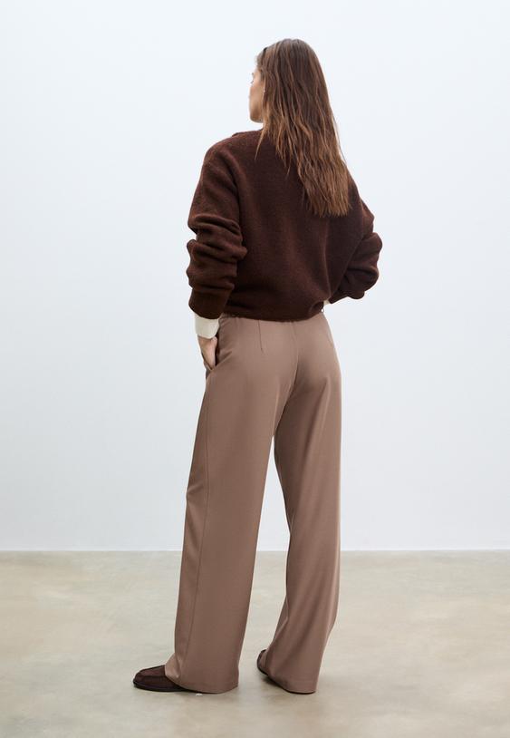 pantalon recto efecto lino