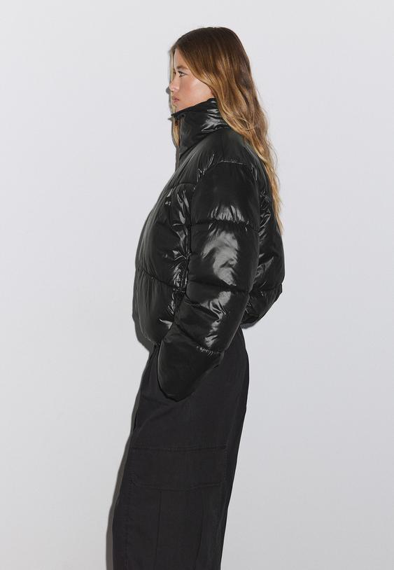 blouson court matelasse col montant