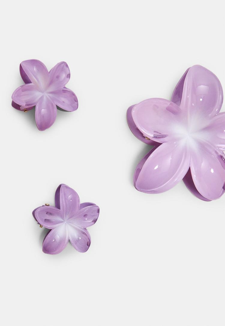 set di 3 fermagli per capelli a fiore