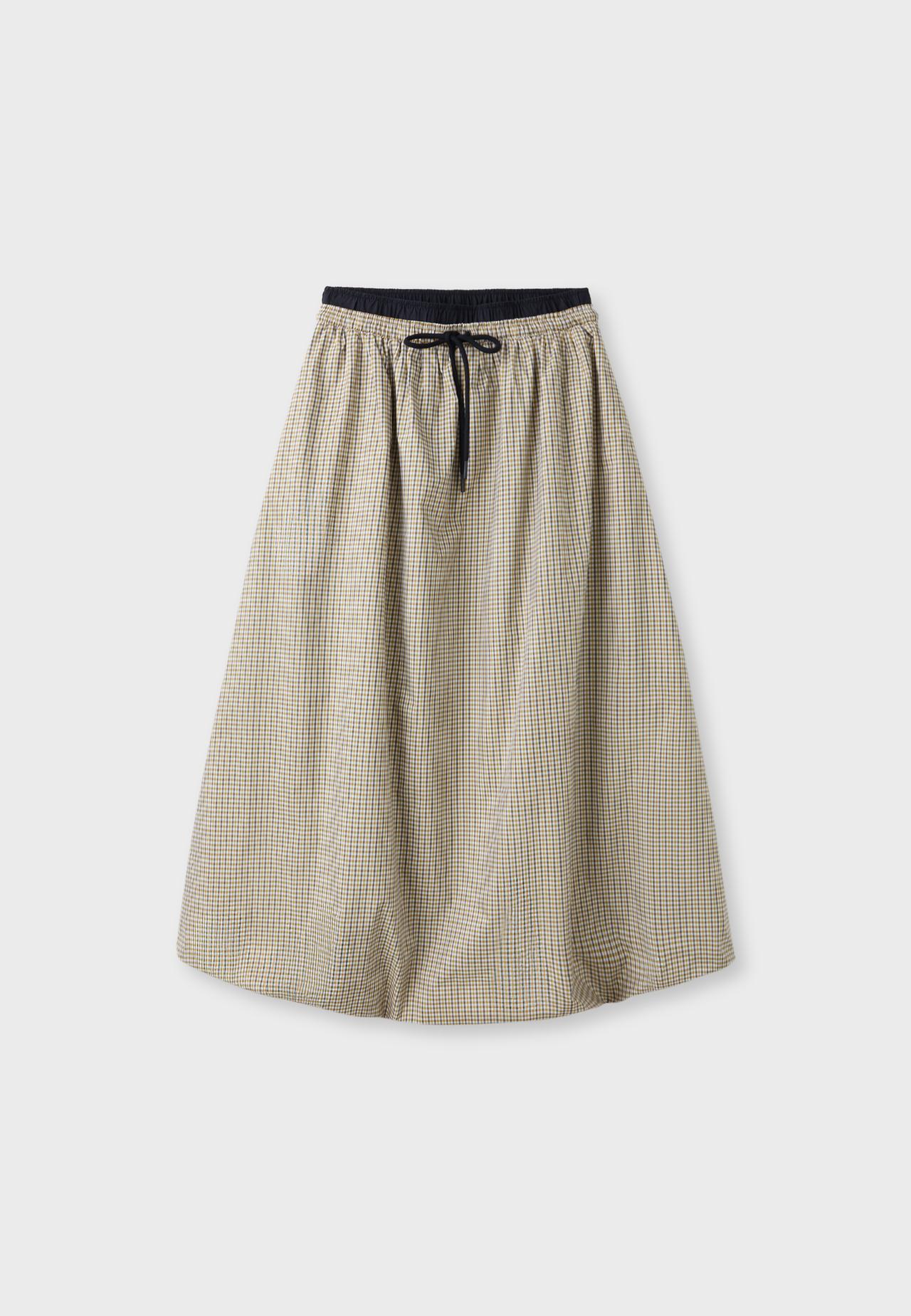 Check balloon maxi skirt — Beige