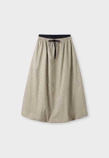 Check balloon maxi skirt — Beige 6