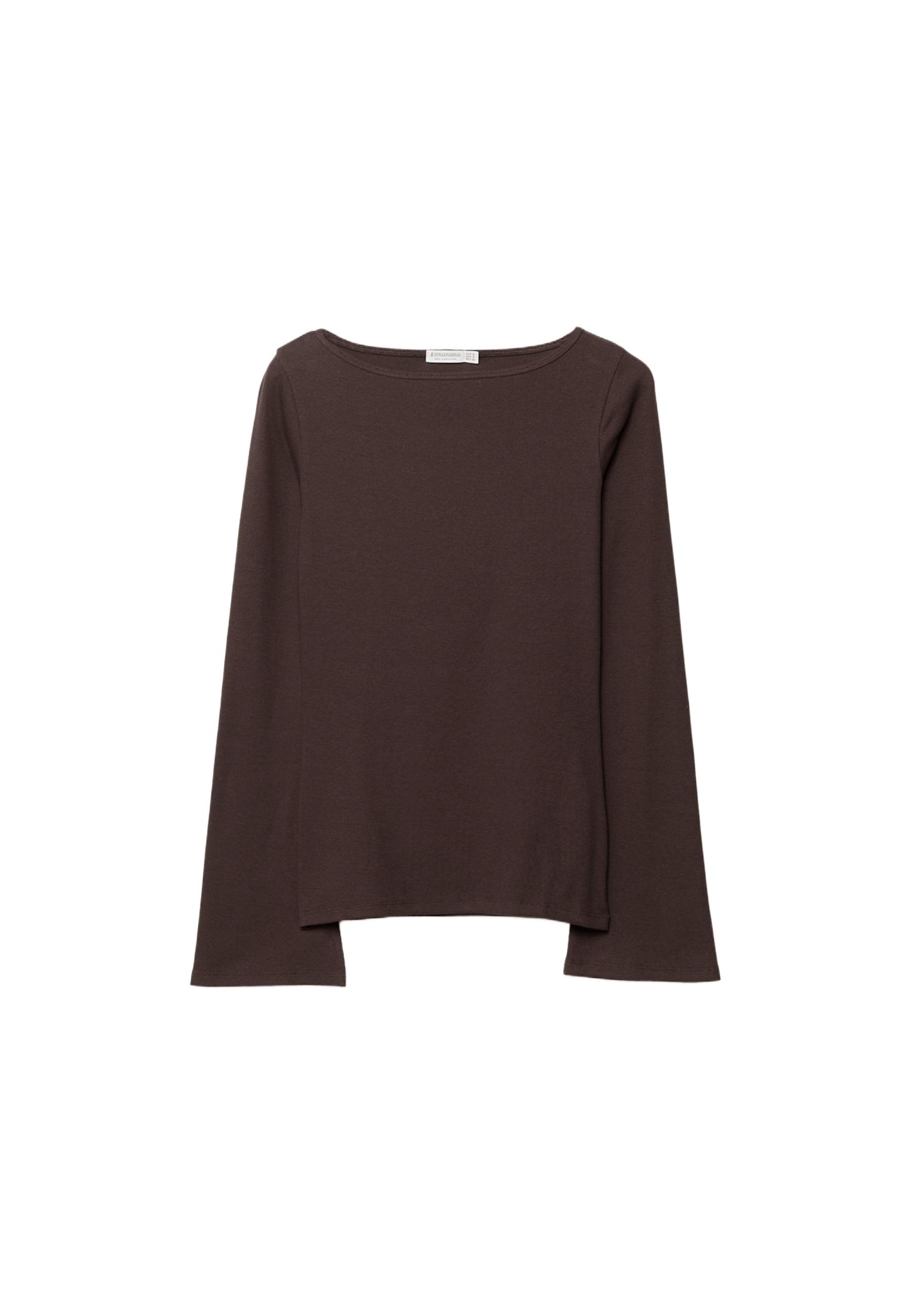 Basic bell sleeve T-shirt — Brown