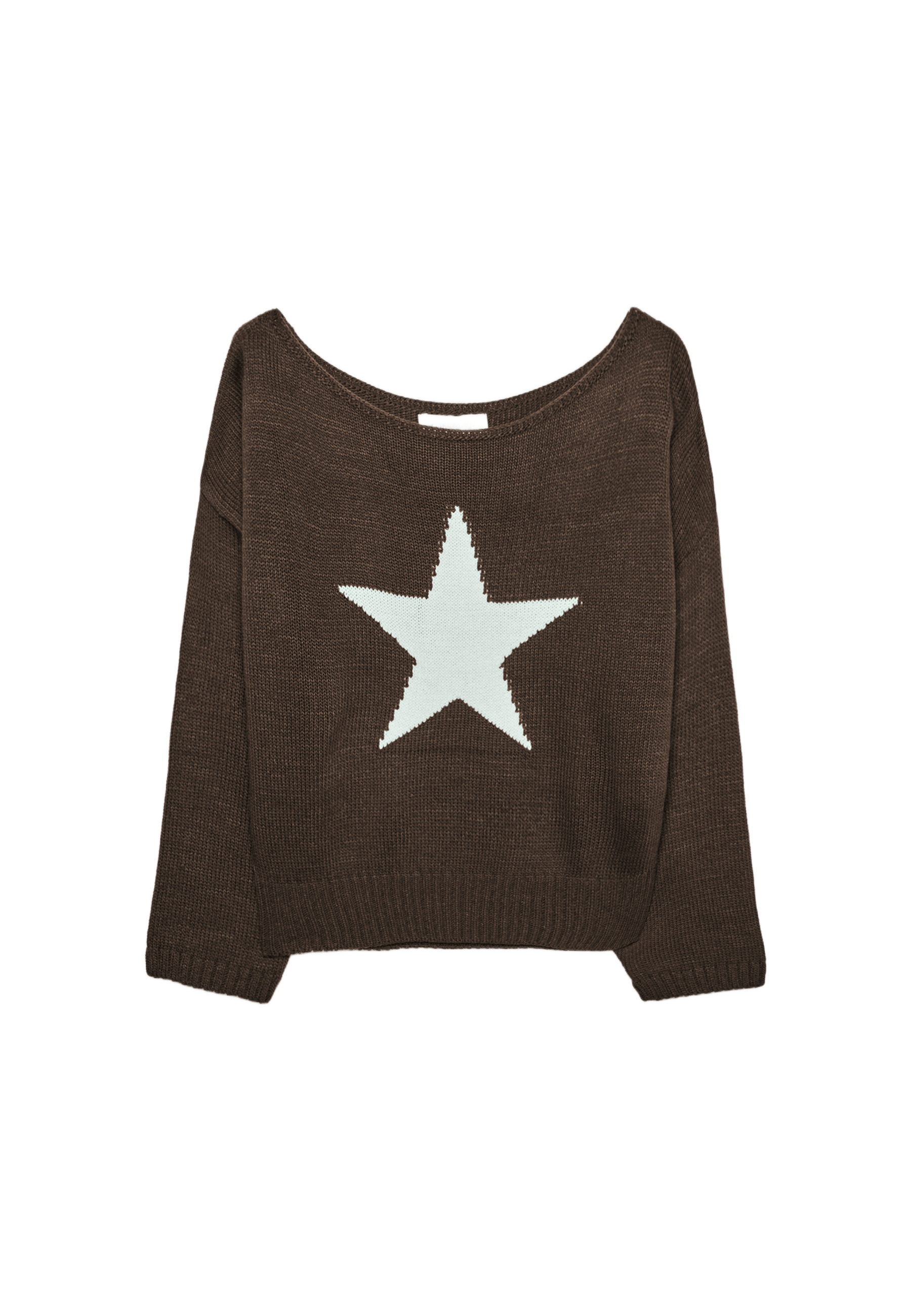 Asymmetric star knit jumper — Brown