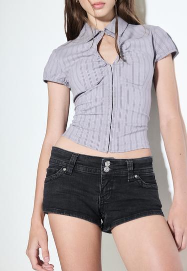 D76 denim mini shorts — BLACK DENIM WASH 6