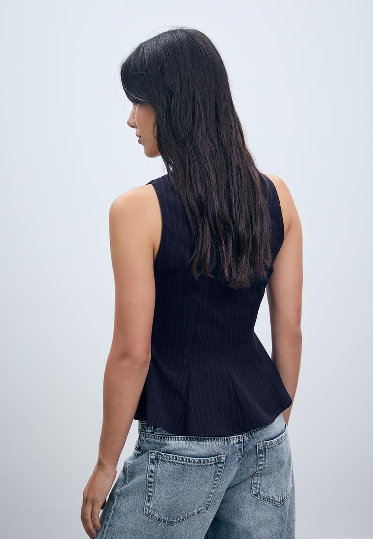 striped sleeveless peplum top