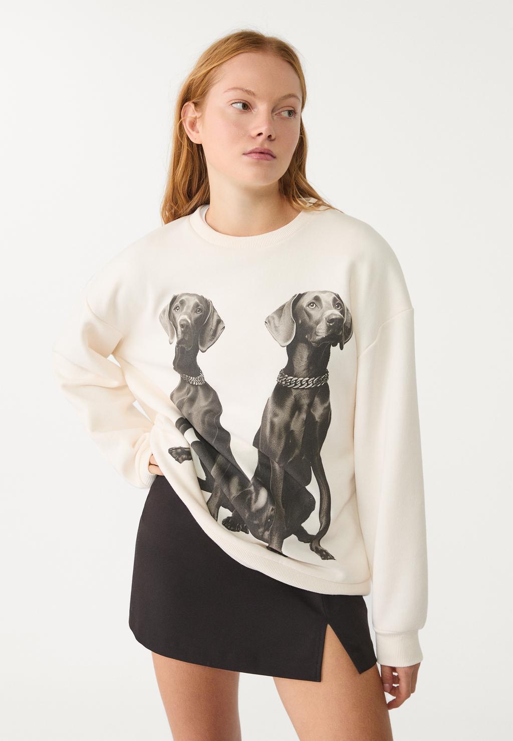 Sweatshirt med hundeprint