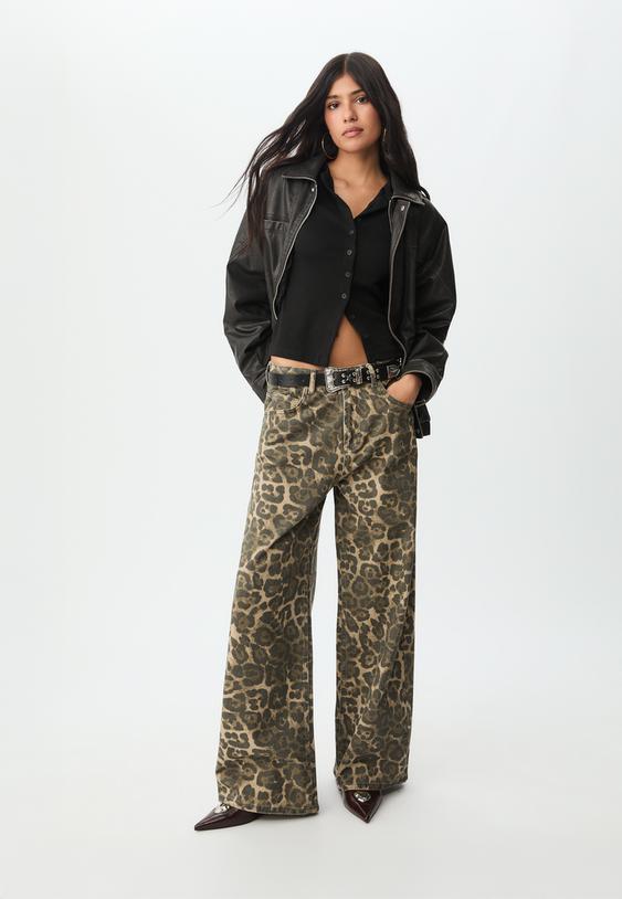 leopard print baggy trousers