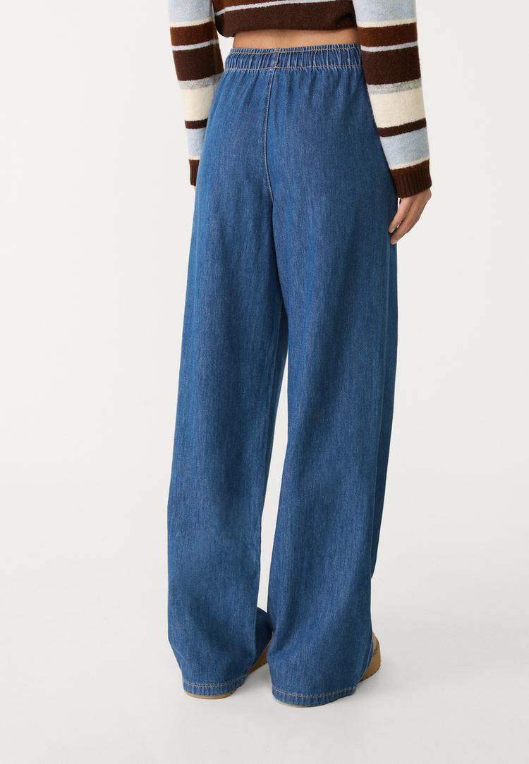 pantalon largo fluido denim
