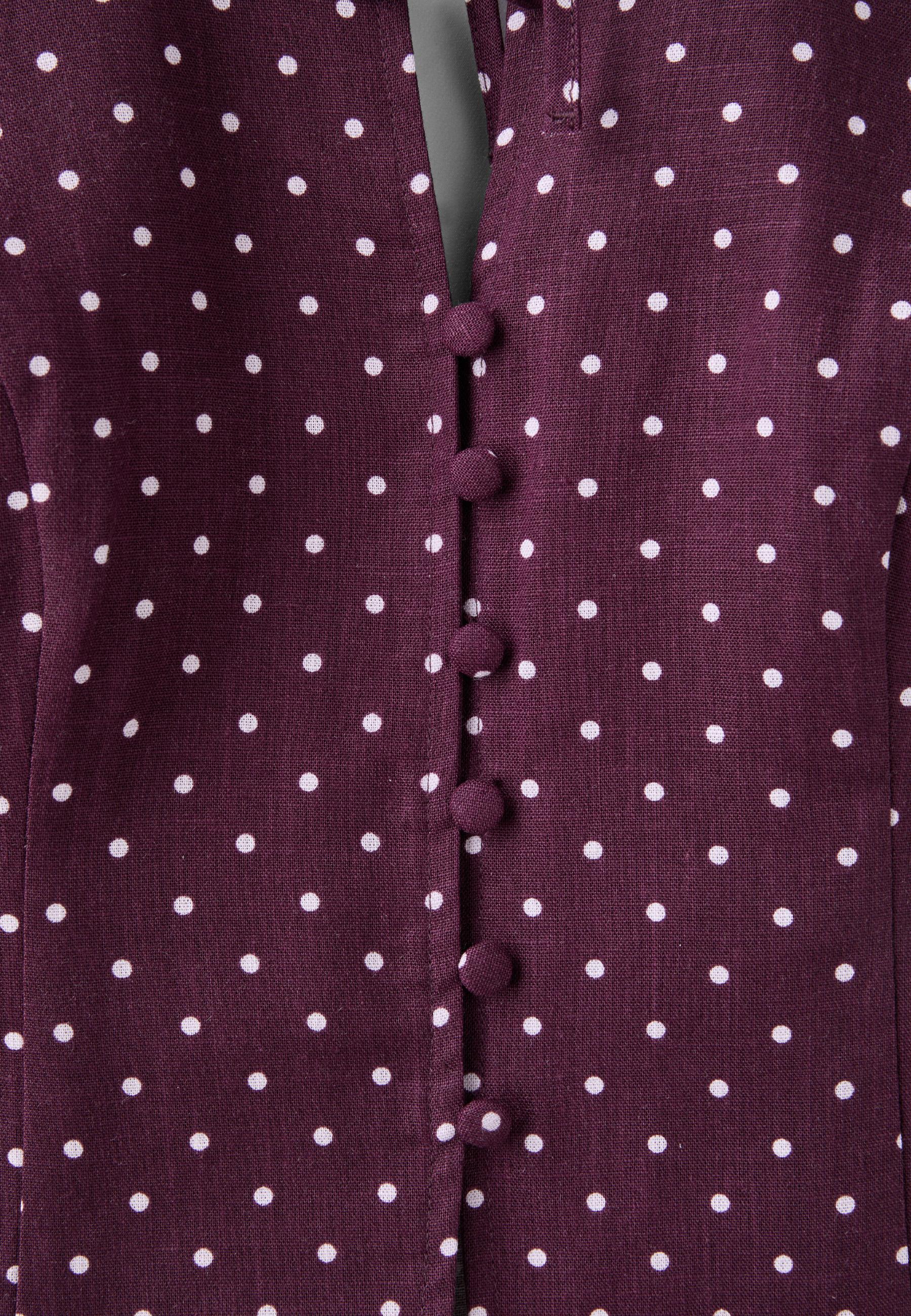 Polka dot print fitted halter top — Purple