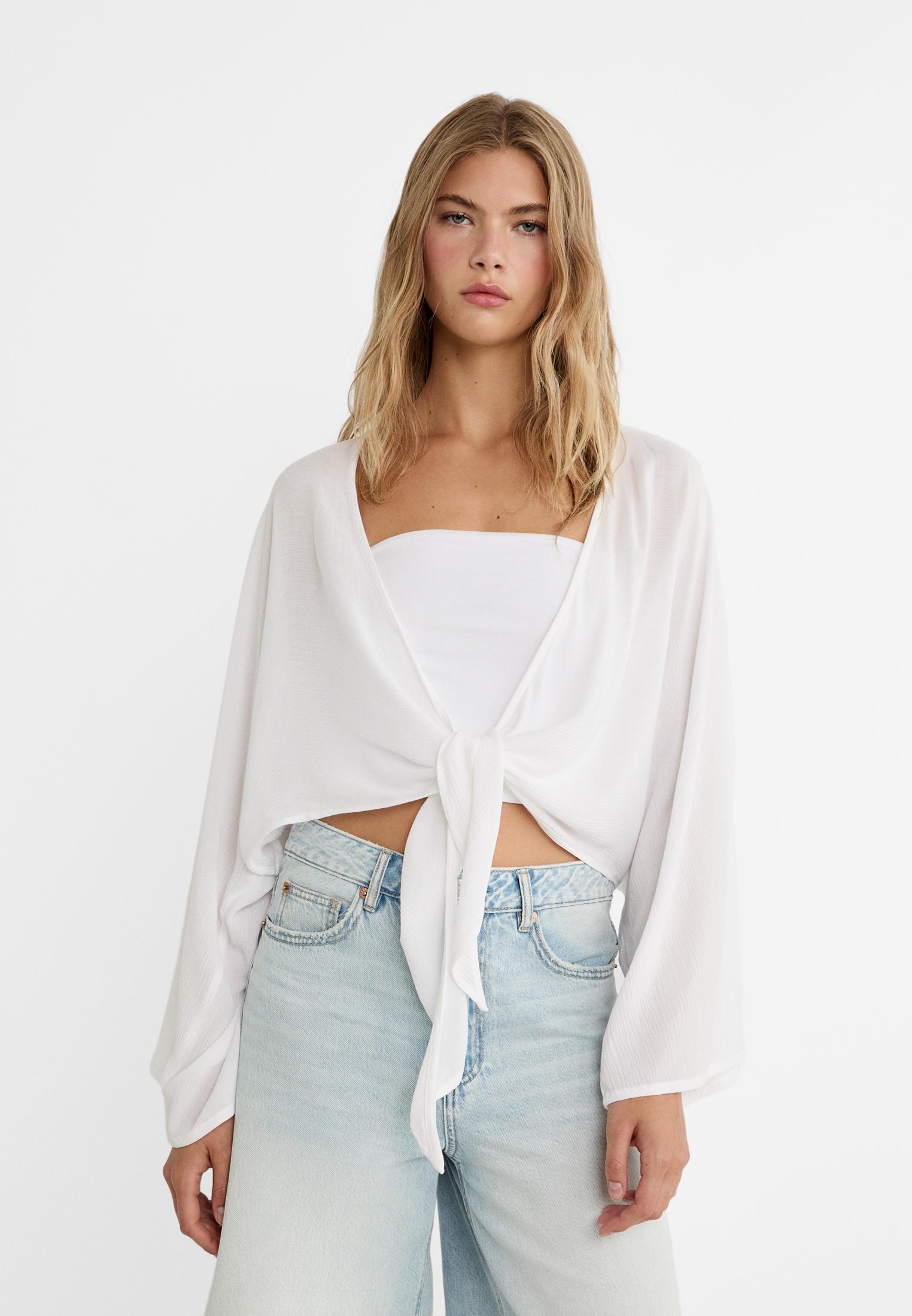 Camisa blanca mujer stradivarius on sale