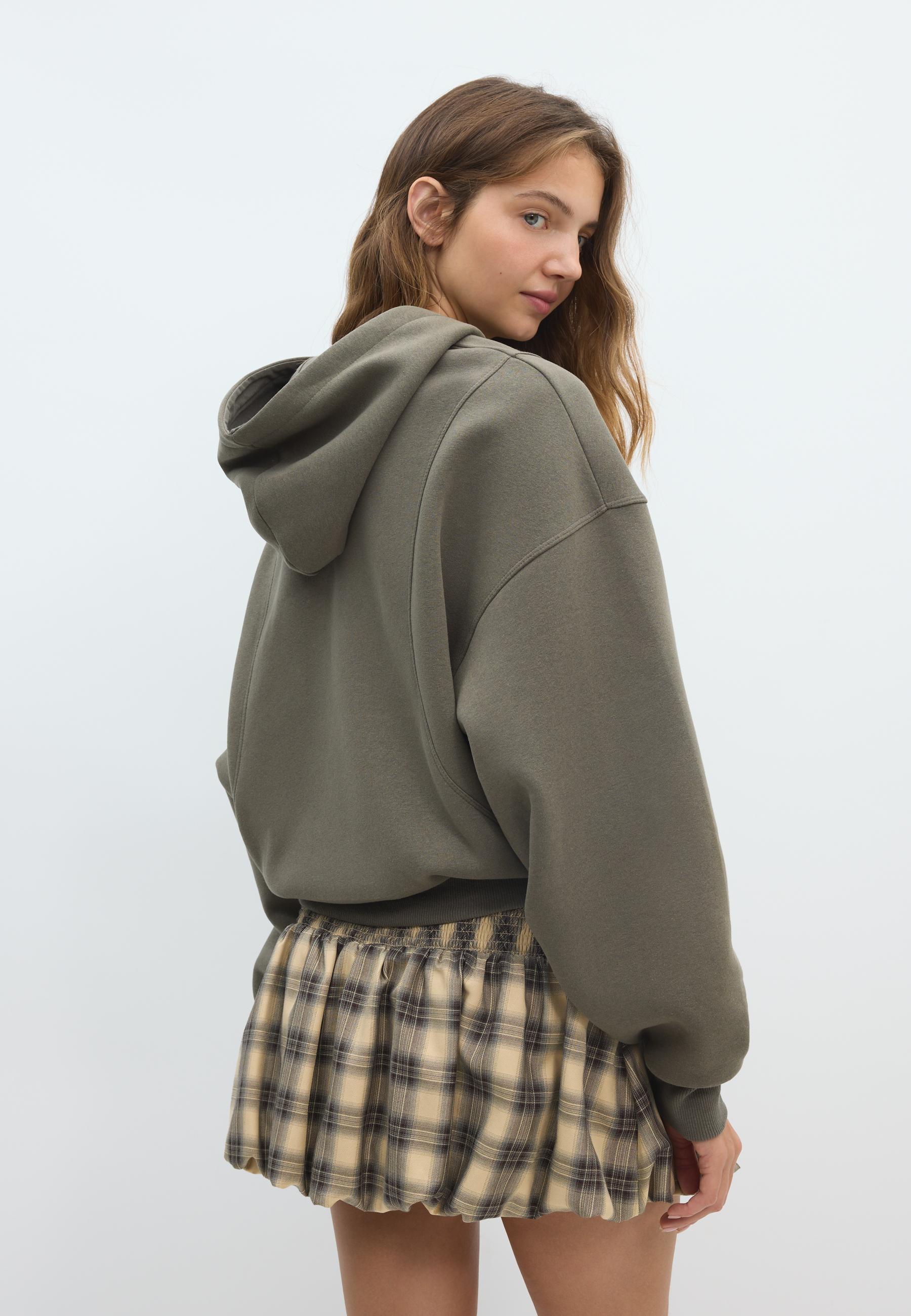 Printed text hoodie — Khaki