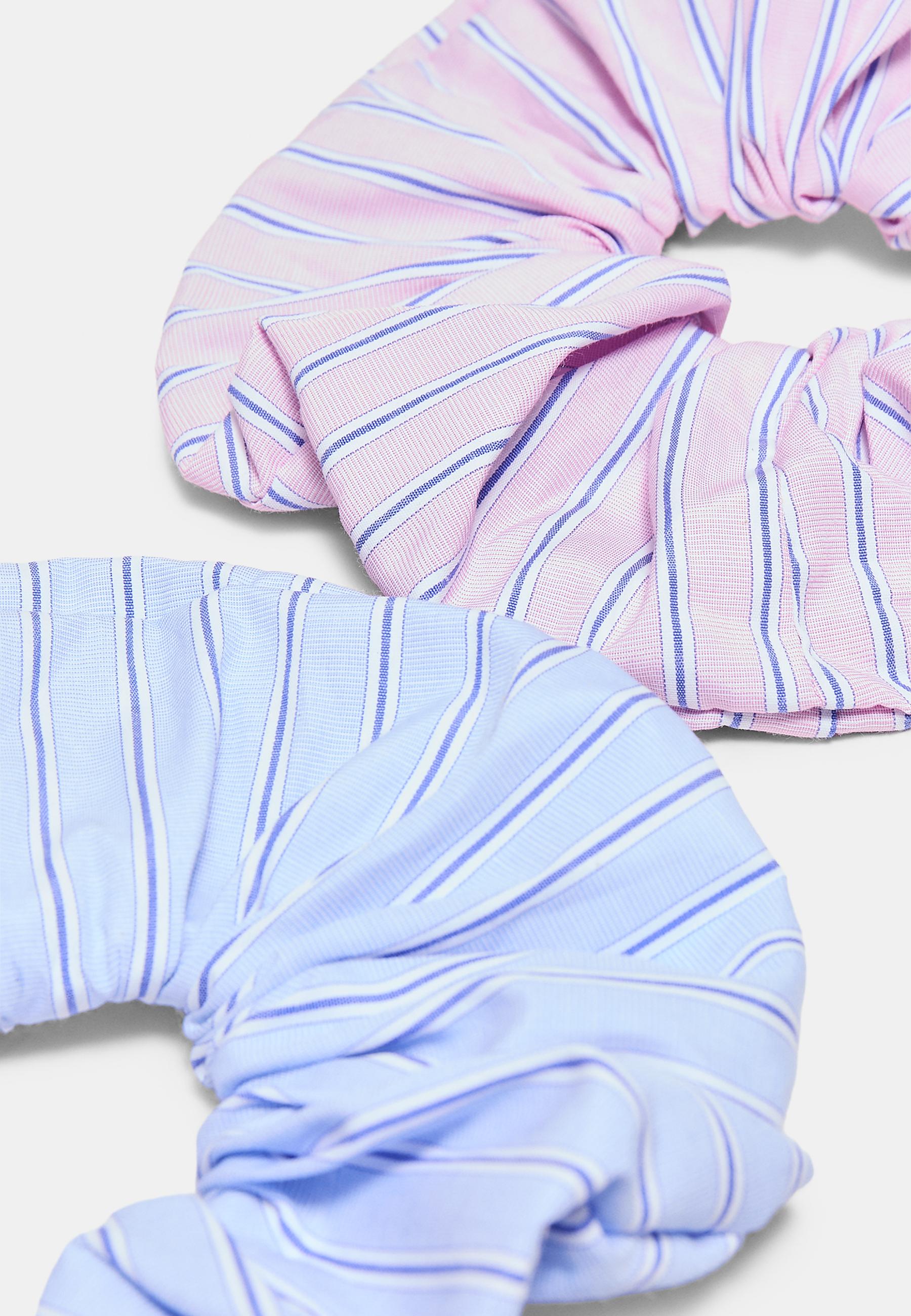 Set of 2 striped scrunchies — Pastel pink