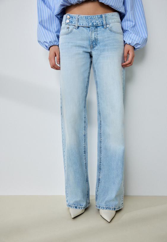 low waist straight leg hammer loop jeans
