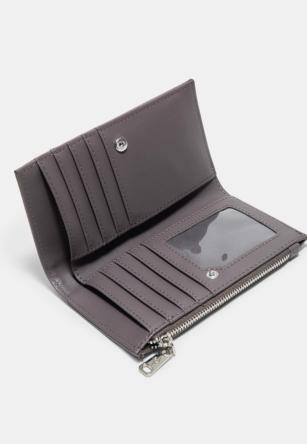 Basic mock croc purse — Dark grey
