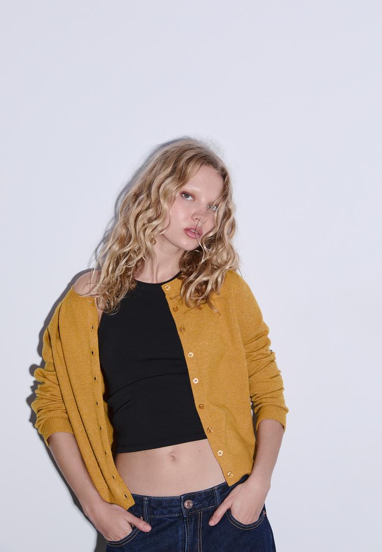 chaqueta punto botones tacto suave