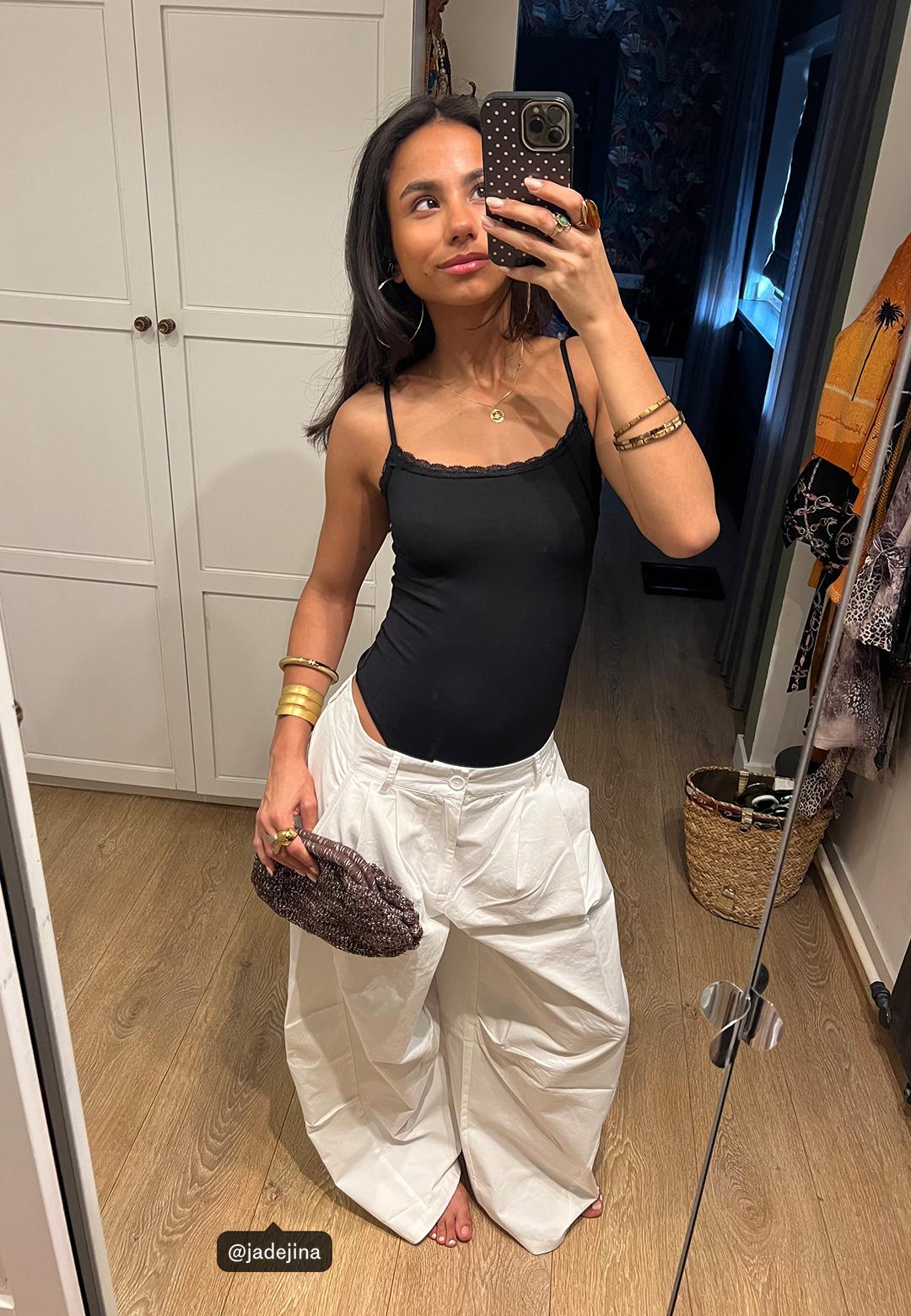 Stradivarius Dantel detaylı askılı body görsel 6