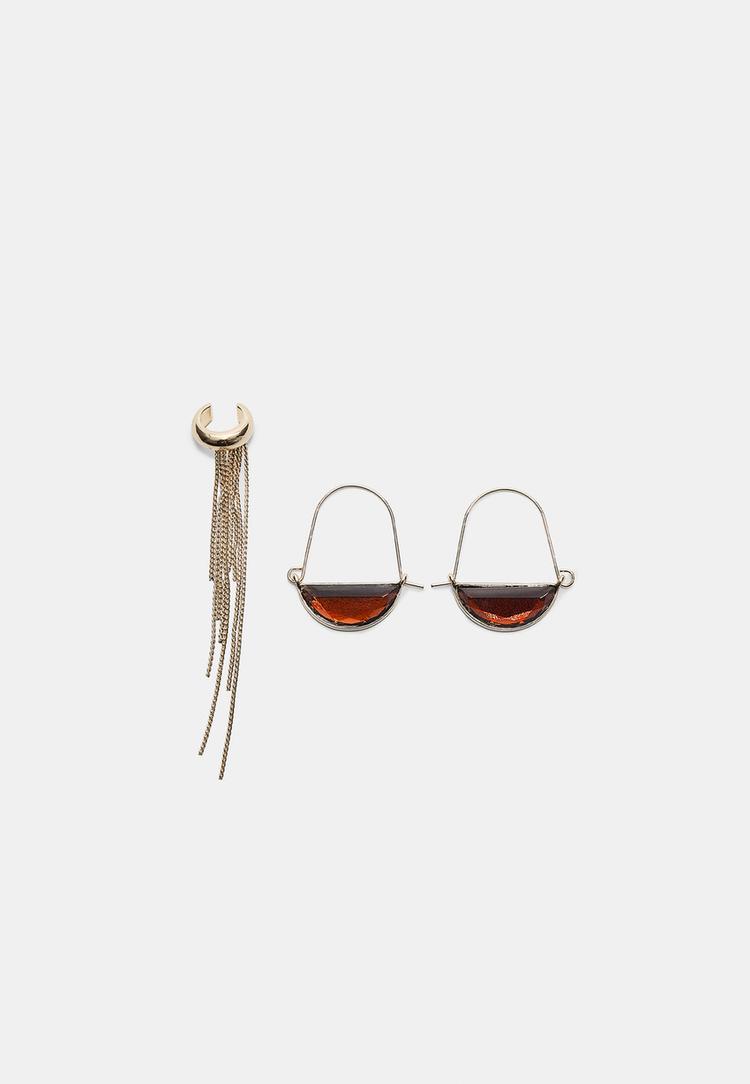 set of hoop earrings and ear cuffs