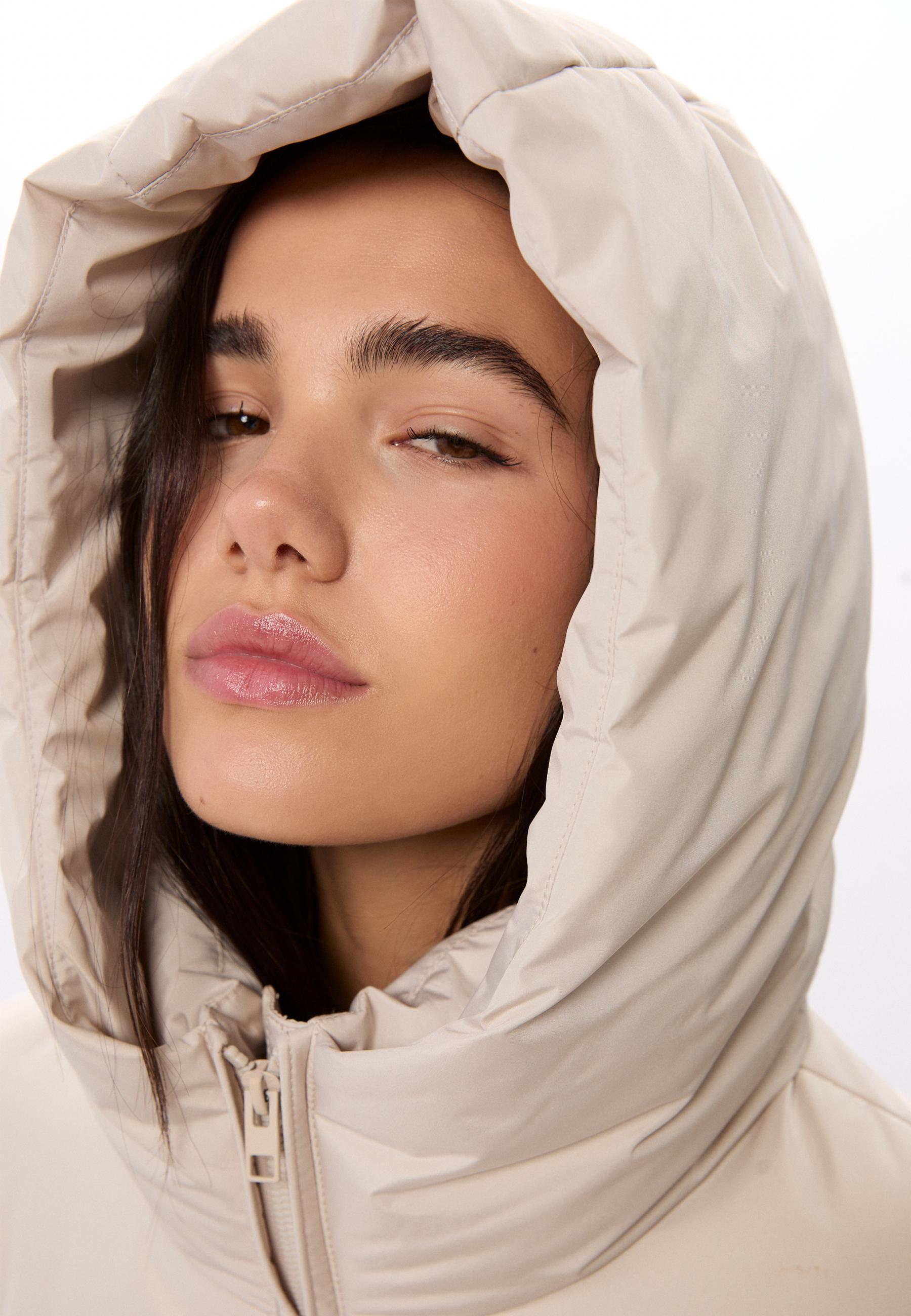 Puffer jacket with hood — Stone