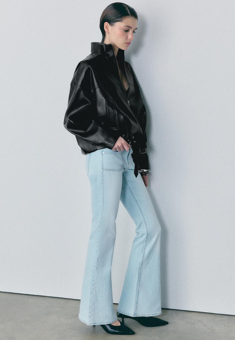 blouson ballon ceinture en similicuir