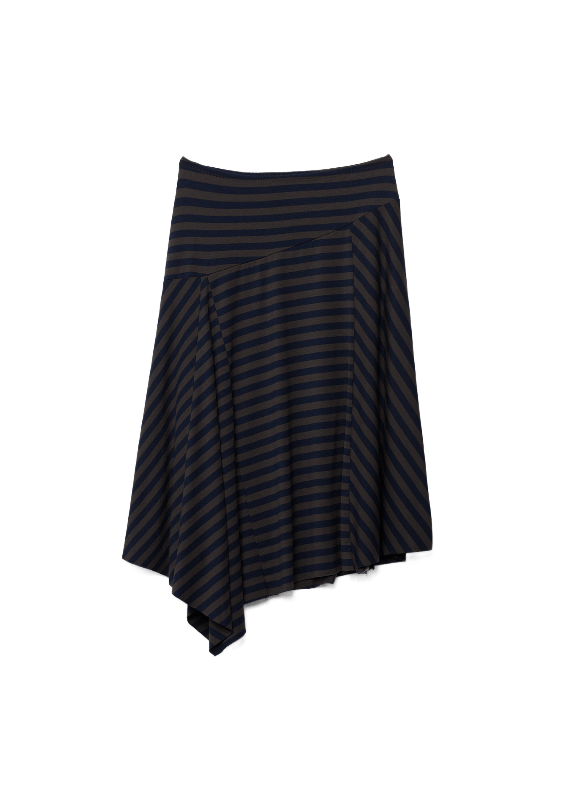 Asymmetric Striped Long Skirt — Navy blue
