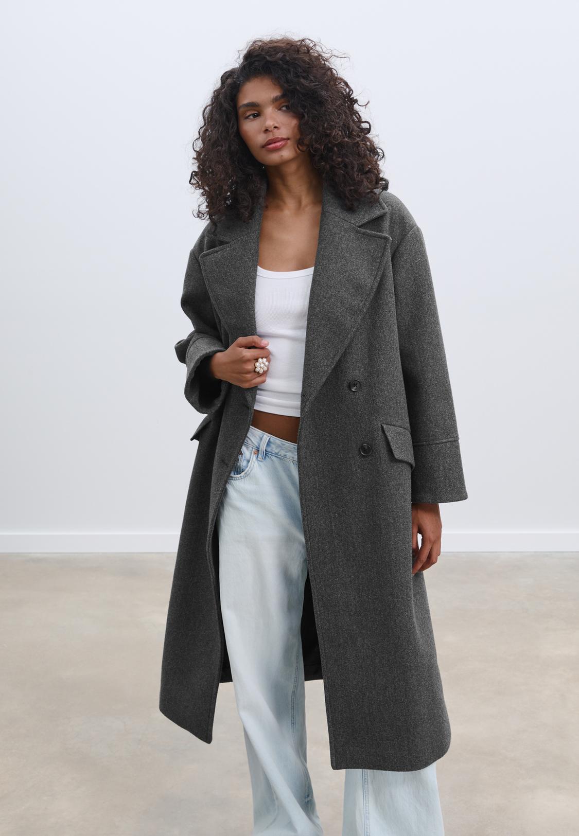 Stradivarius Soft Touch Stradivarius Grey Coat Soft-touch Trench