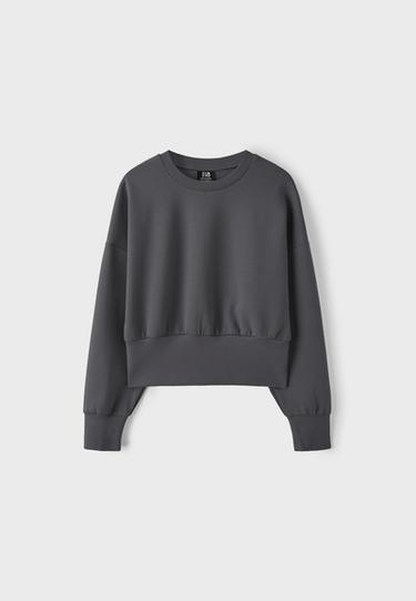 Cropped sweatshirt with waistband — Dark grey 7